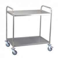 Stainless steel trolley with 2 trays - 710x410xH810 mm