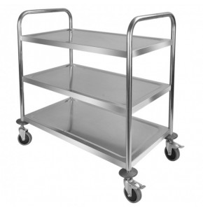 Chariot inox AISI 201 3 plateaux - 850x540xH940 mm