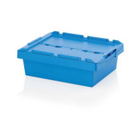 Blue reusable transport bin with lid MBD 6417 - 600x400x190 mm