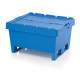 Reusable transport bin with lid and 2 skids - MBD 8632K - 800x600x440 mm