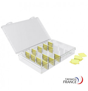 Boîte à compartiments amovibles A5 - 260x180x40 mm - 24 cases (3 sép. fixes - 20 sép. amovibles)