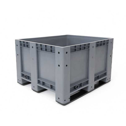 Grey HDPE pallet box with closed sides - 1200 x 1000 x H750 mm