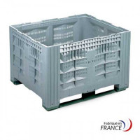 Caisse-palette parois ajourées 1200 x 1000 x 785 mm - 2 semelles