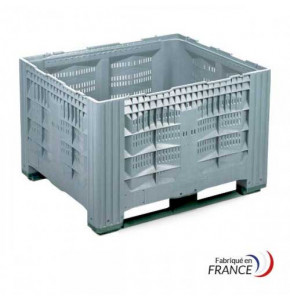 Caisse-palette parois ajourées 1200 x 1000 x 785 mm - 2 semelles