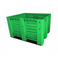 Green openwork HDPE pallet box - 1200x1000xH750 mm