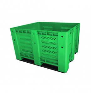 Caisse-palette PEHD ajourée verte - 1200x1000xH750 mm