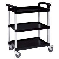 Versatile black cart with 3 shelves - 800x420xH960 mm