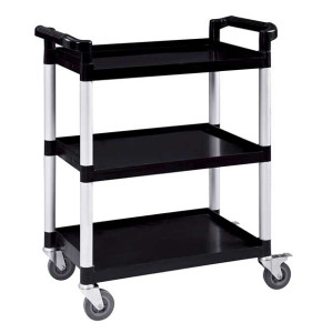 Versatile black cart with 3 shelves - 800x420xH960 mm