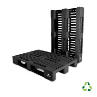 H1 openwork pallet in recycled HDPE - 3 skids - no edges - 1200x800 mm