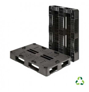 Semi-openwork pallet in recycled HDPE - 1200x800 mm