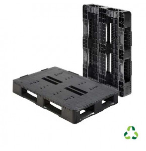 Plastic pallet with semi-open deck and 5 skids - 1200x800