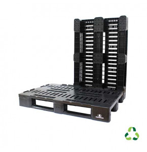 Perforated pallet, medium load, 3 runners - Recycled PP - 1200x800 mm