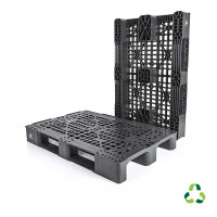 Pallet with perforated deck, medium load, with safety edges in recycled PP