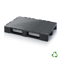 Palette noire en matière recyclée pour salle blanche avec bords de sécurité - 1200x800 mm