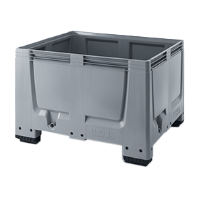 Caisse palette plastique longue 900L Strongbox 1680x1000x780 mm GRISE